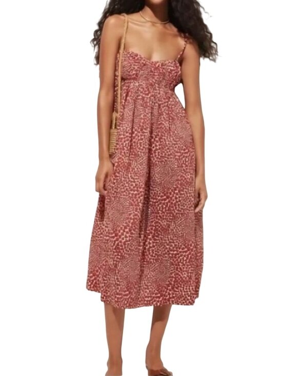 J.Crew Dresses & Skirts - J.Crew 2024 Empire Waist Midi Dress Strawberry Swirl Print Cotton Size M